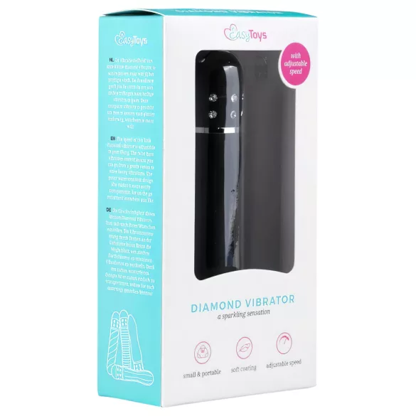 Easytoys Diamond Curved - mini vibrador varinha curvada - preto