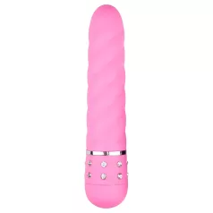 Easytoys Diamond - vibrador reto texturizado - silicone rosa