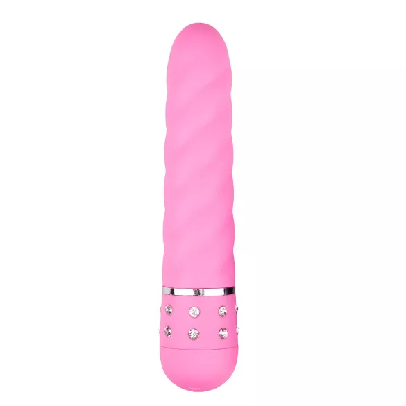 Easytoys Diamond - vibrador reto texturizado - silicone rosa