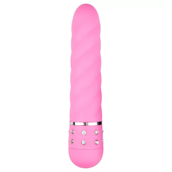 Easytoys Diamond - vibrador reto texturizado - silicone rosa
