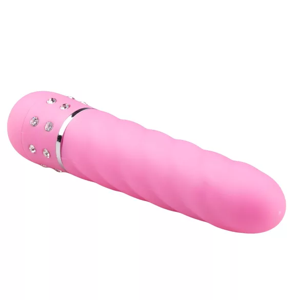 Easytoys Diamond - vibrador reto texturizado - silicone rosa