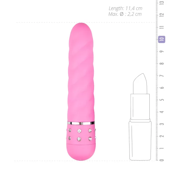 Easytoys Diamond - vibrador reto texturizado - silicone rosa