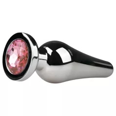   Easytoys Metal No.11 - plug anal com pedra rosa - metal prateado 3,5cm