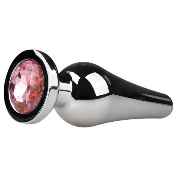 Easytoys Metal No.11 - plug anal com pedra rosa - metal prateado 3,5cm