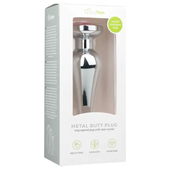 Easytoys Metal No.11 - plug anal com pedra rosa - metal prateado 3,5cm