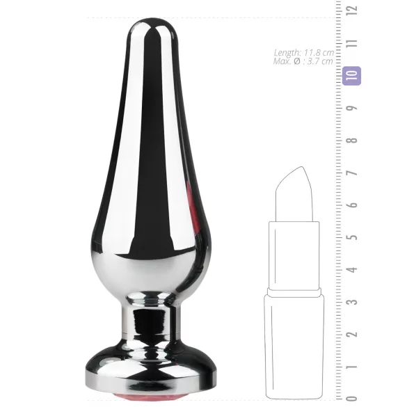 Easytoys Metal No.11 - plug anal com pedra rosa - metal prateado 3,5cm