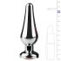Plug Anal Cônico de Metal Easytoys No.11 com Pedra Rosa - Prata (3,5 cm)