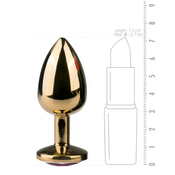 Easytoys Metal No.1 - plug anal cônico com pedra lilás - dourado 2,5cm