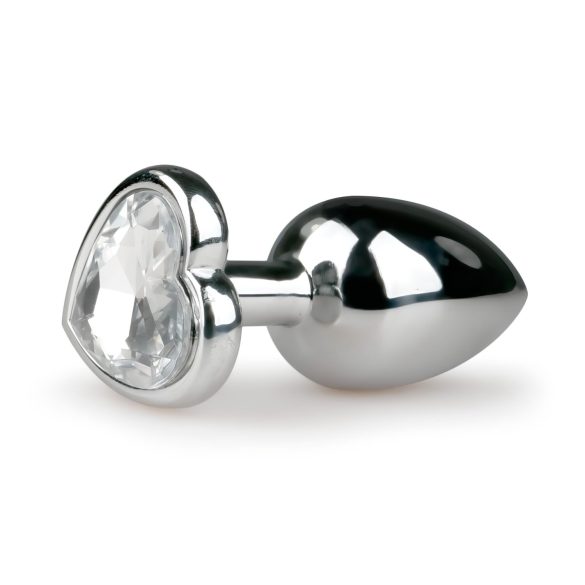 Easytoys Metal No.2 - Plug Anal com Pedra de Coração (Prata-Branco)