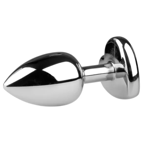Easytoys - plug anal metálico com pedra em forma de coração - prata/branco