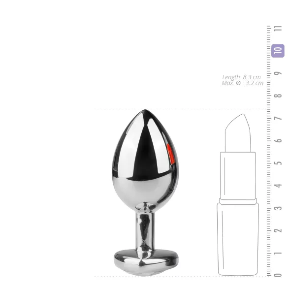 Easytoys Metal No.7 - plug anal coração - pedra branca - prata