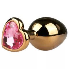   Easytoys - plug anal metal cônico com pedra rosa - dourado 3cm
