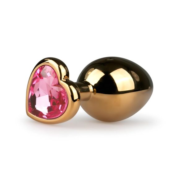 Plug Anal Cônico de Metal Easytoys Nº7 com Pedra Rosa - Ouro (3cm)