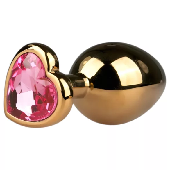 Easytoys - plug anal metal cônico com pedra rosa - dourado 3cm