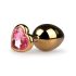 Plug Anal Cônico de Metal Easytoys Nº7 com Pedra Rosa - Ouro (3cm)