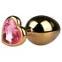 Easytoys - plug anal metal cônico com pedra rosa - dourado 3cm