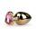 Plug Anal de Metal Easytoys No.8 com Base de Coração - Dourado-Rosa (3,5cm)