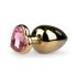 Plug Anal de Metal Easytoys No.8 com Base de Coração - Dourado-Rosa (3,5cm)