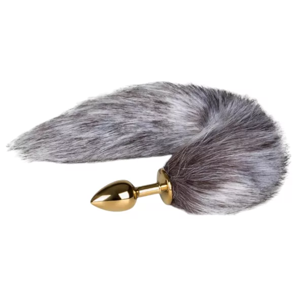 Easytoys Fox NO5 - plug anal metálico com cauda de raposa - dourado/prateado