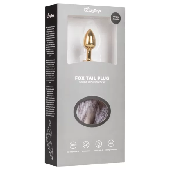 Easytoys Fox NO5 - plug anal metálico com cauda de raposa - dourado/prateado