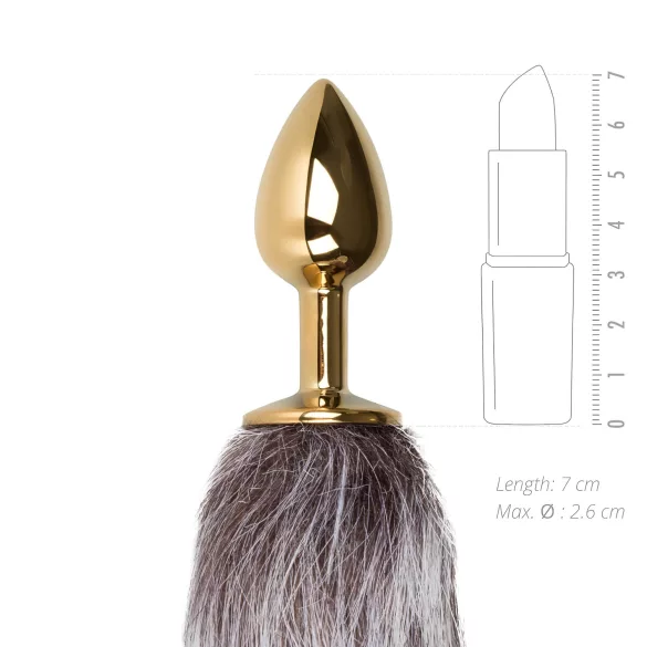 Easytoys Fox NO5 - plug anal metálico com cauda de raposa - dourado/prateado