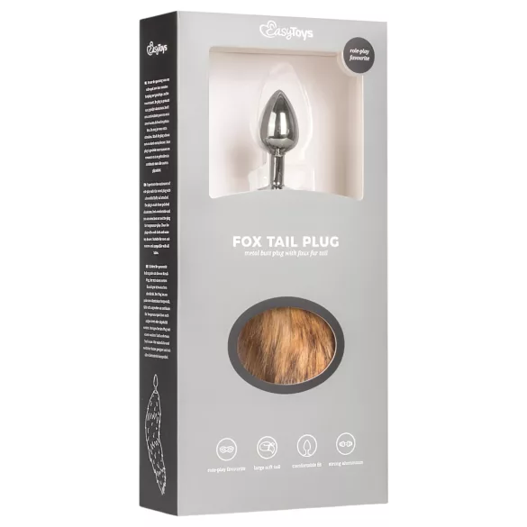 Easytoys Fox NO1 - plug anal metálico com cauda de raposa - prata/vermelho