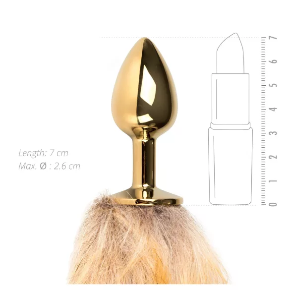 Easytoys Fox NO1 - plug anal metal com cauda de raposa - dourado/vermelho