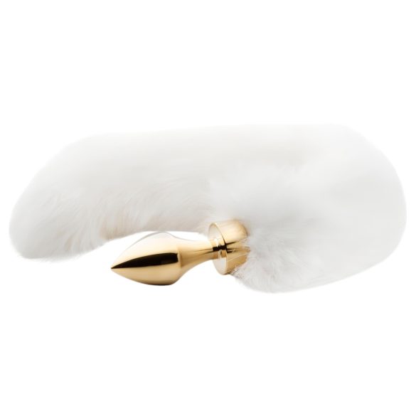 Easytoys Fox NO13 - plug anal metálico com rabo de raposa (dourado-branco)