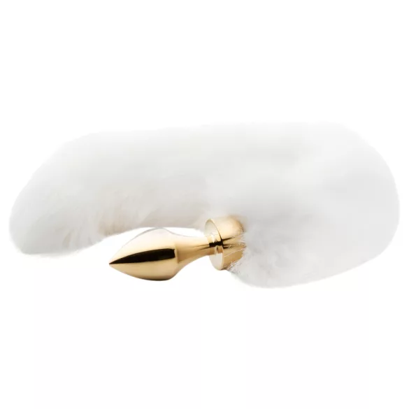Easytoys Fox NO13 - plug anal metálico com cauda de raposa - dourado branco