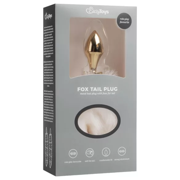 Easytoys Fox NO13 - plug anal metálico com cauda de raposa - dourado branco