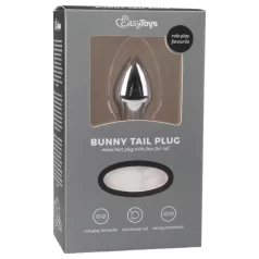   Easytoys Bunny NO1 - plug anal metálico com cauda de coelho - prata/branco