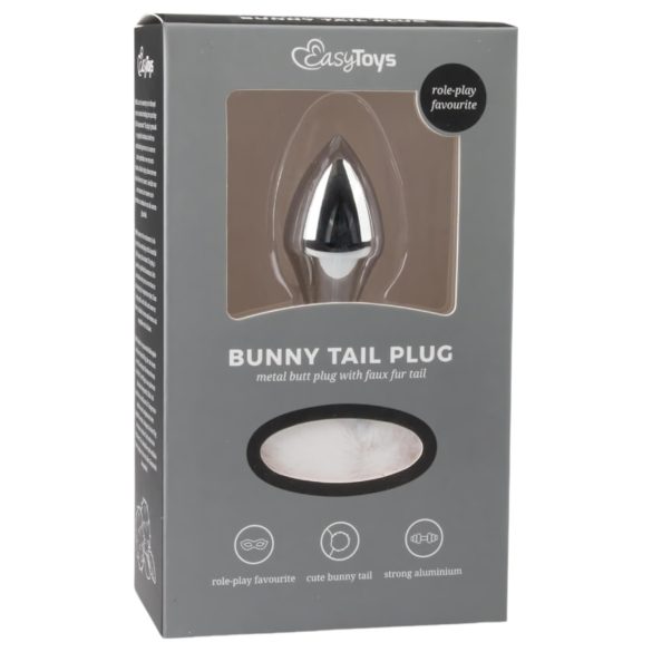 Plug Anal Metálico com Cauda de Coelho Easytoys Bunny NO1 (prata-branco)