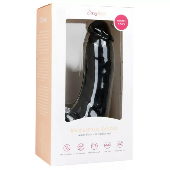 Easytoys - dildo com ventosa e testículos - 20cm - preto