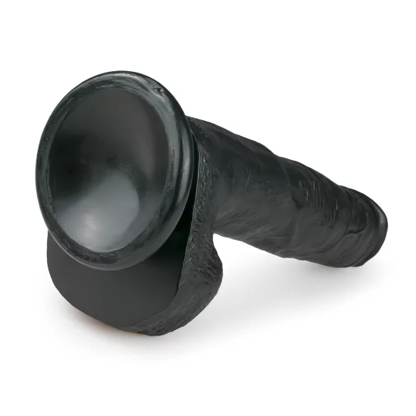 Easytoys - vibrador dildo com ventosa e escroto - 22,5cm - preto