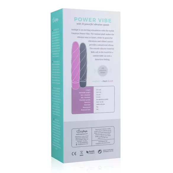 Easytoys - vibrador tipo bastão torcido - silicone preto