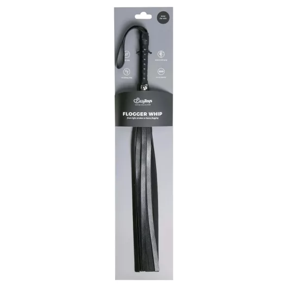 Easytoys - chicote flogger - couro sintético macio - preto