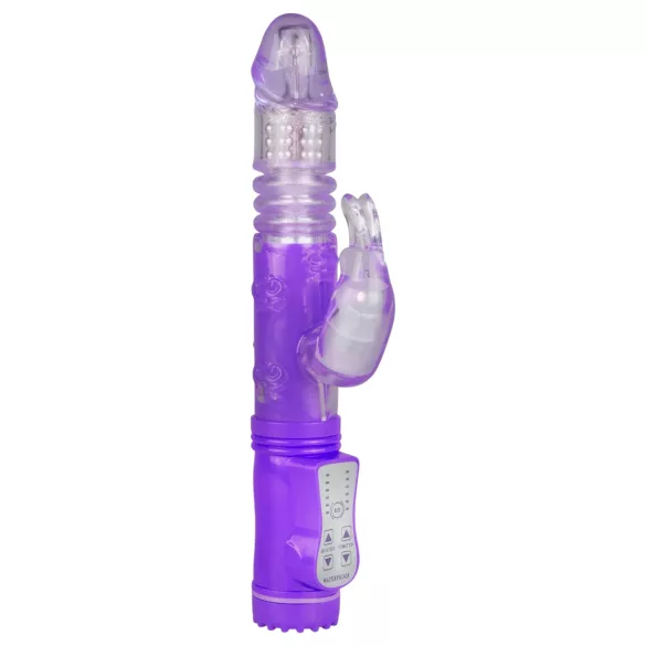 Easytoys Bunny - vibrador rotativo com movimento de empurrar - silicone lilás