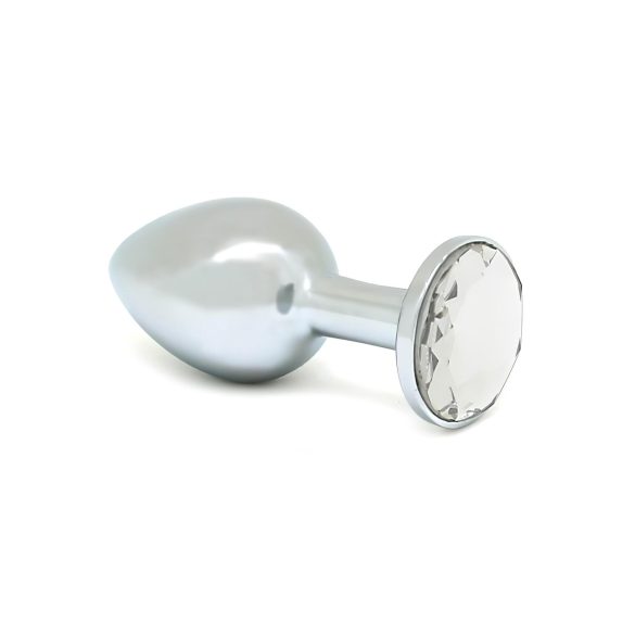 Rimba XS - Plug Anal com Pedra Transparente, Metal (Prateado)
