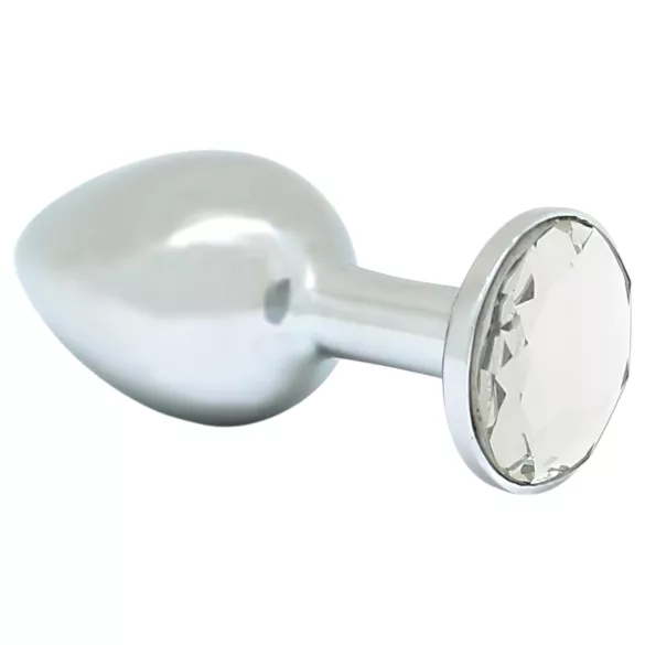 Rimba XS - plug anal metálico com pedra transparente - prata