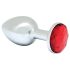 Rimba XS - Plug anal de metal com pedra vermelha (prateado)
