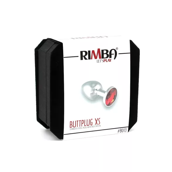 Rimba XS - plug anal metálico com pedra vermelha - prata
