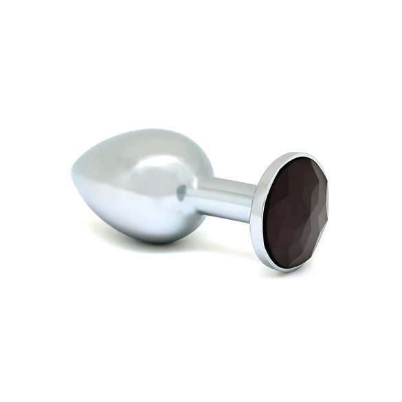 Rimba XS - Plug Anal de Metal com Pedra Preta (Prata)
