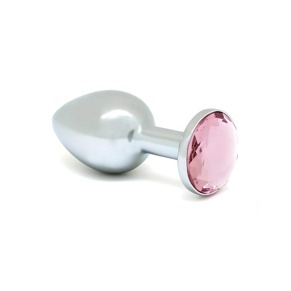 Rimba XS - plug anal metálico com pedra rosa (prata)