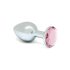 Rimba XS - plug anal metálico com pedra rosa (prata)