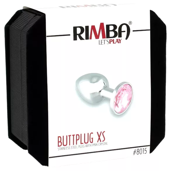 Rimba XS - plug anal metálico - pedra rosa - prata