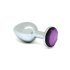 Rimba XS - plug anal metálico prateado com pedra lilás