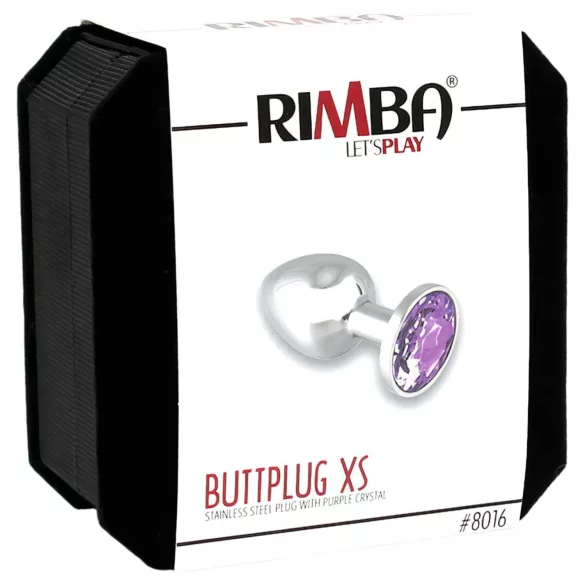 Rimba XS - plug anal de metal com pedra lilás - prata