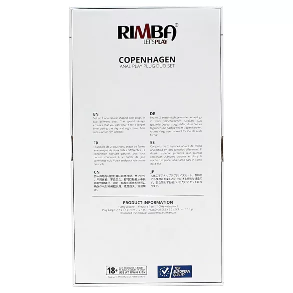 Rimba Copenhagen - kit plug anal - preto - 2 unidades