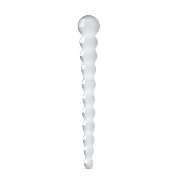Dildo de Vidro Nº20 - Luxo Transparente com Pérolas