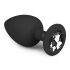 Easytoys Diamond - plug anal com pedra branca (grande) - preto